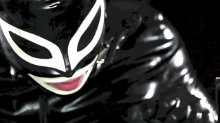 Feet licking slave with sexy leather dominatrix in high heels - VULVA Original scent