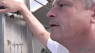 Charlie Rae swallows cock and gets cums