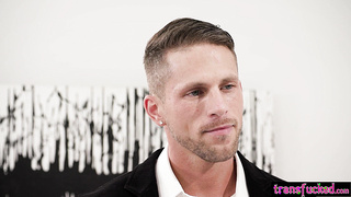 Shemale enjoys anal sex on the training