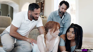 stepdads are hanging out while their cute teen