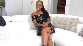 Fit African girl with booty on audition