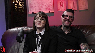 Bound shemale bareback anal fucked by tattooed master