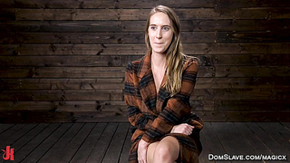 Slave locked in steel shackles on the floor