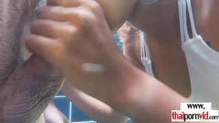 Hot amateur Thai teen fucked by the pool