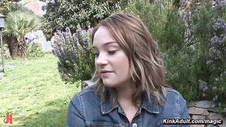 Busty babe whipped and fucked in public trashy bar