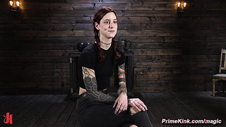 Tattooed redhead slave tormented by the master