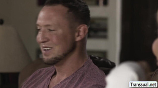 Tranny Brittney Kade rides Pierce Paris bigcock