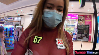 Big tits Thai MILF GF mall visit and sex