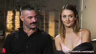 Slim bound beauty deep throat and pussy fucked