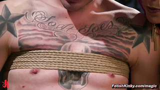 Huge tits redhead femdom punishes and fucks slave