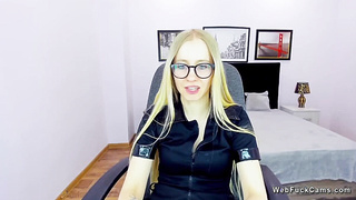 Belarus blonde flashes small tits on webcam