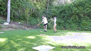 Sporty blonde loves baseball and dick after training