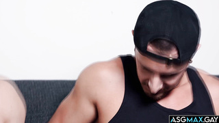 Two straight buddies jerks of side by side