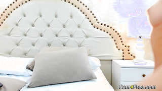 Blonde In Her Red Net Stockings Fingering Her Pussy