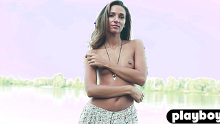 Perfect ass European MILF posing outdoor