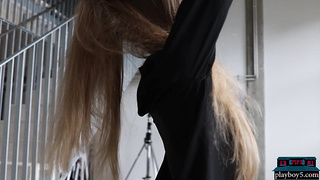 Skinny Russian teen model striptease