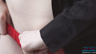 Skinny Russian teen model striptease