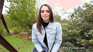 POV fucking brunette hottie after pick up