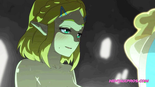 Sexy Blonde ELF Bathing and Fucking HENTAI UNCENSORED