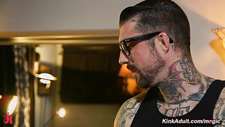 Busty babe suspended and fucked then squirts