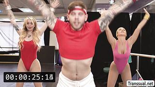 Tgirl Gracie Jane fucks Queenie Sateen on stage