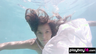 Naked Russian teasing under the water