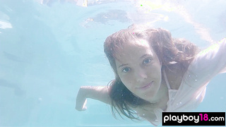 Naked Russian teasing under the water