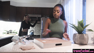 Curly ebony teen fucks horny shemale