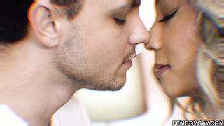 Shy and cute Asian femboy anal fucked by his boyfriend