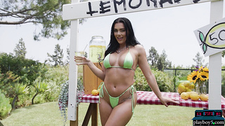 Lemonade stand with a big boobs MILF