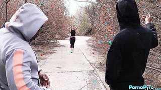 Teen Hiker Leah Lee Fucks Two Strange Black Dudes