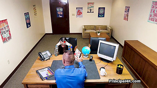 Busty milf drops tiger top and rides principals cock