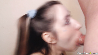 College Babe Sucks and Licks Huge Dick