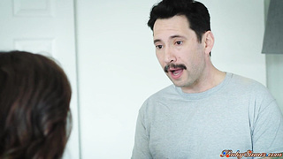 Brunette wife comforting husband ends up having sex