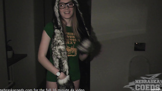 hot blonde with big tits masturbating behind the scenes