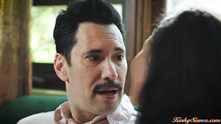 Big tits ebony mistress fucking her bffs white husband