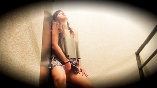 Peggy fingering in the stairwell