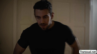 Busty TS Foxxy suck and ride stepsons dick