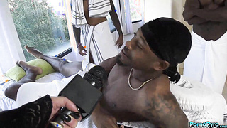 News Reporter Kali Roses Sucks Big Black Athlete Cocks