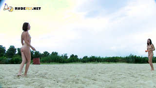Nude beach lady with her friends