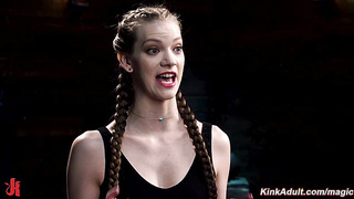 Redhead slave bound in a suspension by master