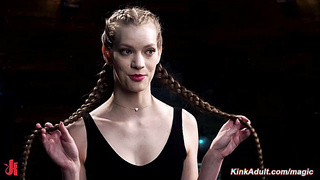 Redhead slave bound in a suspension by master