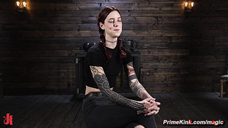 Bound redhead slave gagged and tits tormented