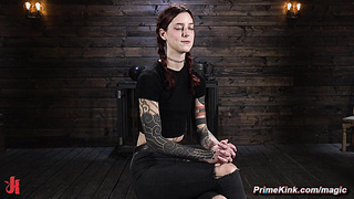 Bound redhead slave gagged and tits tormented