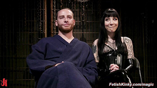 Vicious femdom destroys bound male slave