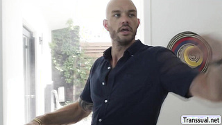 Tgirl Eva Maxim lets neighbor bareback her ass