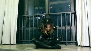 Leather Catsuit Restrain Bondage and Gag