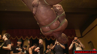 200 horny men fucks one guy at crazy BDSM party!