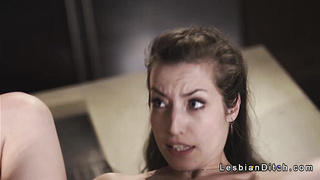 Lesbian teen and plumber oral sex in the kitchen