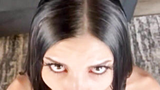 Busty Goth Escort Takes Facial